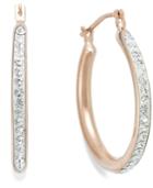 Diamond Accent Round Hoop Earrings In 14k Rose Gold And Sterling Silver, 23mm