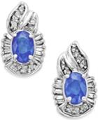 Tanzanite (1 Ct. T.w.) And Diamond (1/4 Ct. T.w.) Oval Earrings In 14k White Gold