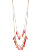 M. Haskell For Inc Gold-tone Pink And Orange Double Row Tassel Statement Necklace, Only At Macy's