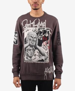 Punk Royal Men's Graphic-print Patch Destroyed Sweater