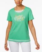 Alfred Dunner Bahama Bays Embroidered Beaded Top