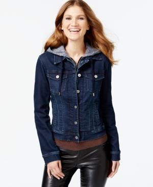 Inc International Concepts Hooded Dark Indigo Wash Denim Jacket, Only At Macy's