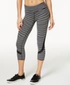 Calvin Klein Performance Mesh-trim Striped Cropped Leggings