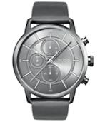Boss Men's Chronograph Architectural Gray Leather Strap Watch 44mm