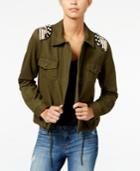 One Hart Juniors' Embellished Twill Military Jacket, Only At Macy's