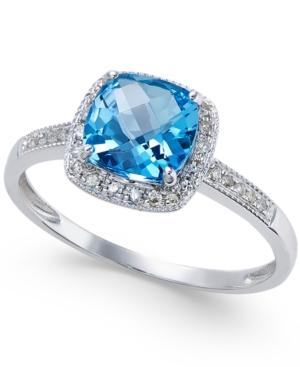 Blue Topaz (1-1/2 Ct. T.w.) And Diamond (1/10 Ct. T.w.) Ring In 14k White Gold