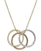 Three Ring Pendant Necklace In 14k Gold