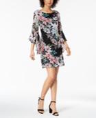Connected Printed Bell-sleeve Dress