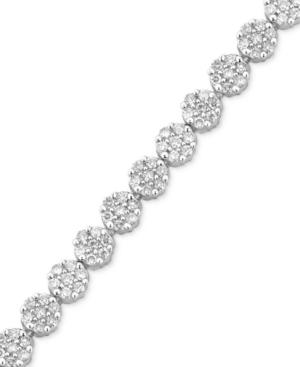 Diamond Cluster Link Bracelet (2 Ct. T.w.) In 14k White Gold