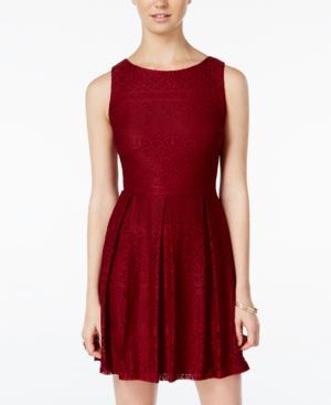 B Darlin Juniors' Lace Pleated Fit & Flare Dress