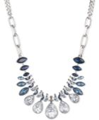 Givenchy Silver-tone Blue Ombre Crystal Statement Necklace