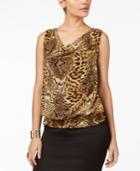 Thalia Sodi Animal-print Cowl-neck Top, Created For Macy's