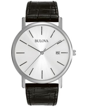 Bulova Men's Black Croc Embossed Leather Strap Watch 37mm 96b104