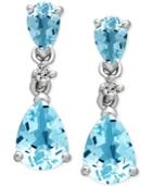 14k White Gold Aquamarine (1-1/2 Ct. T.w.) And Diamond Accent Drop Earrings