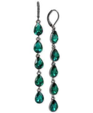 Bcbg Hematite-tone Stone Linear Drop Earrings