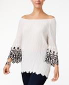 Style & Co Off-the-shoulder Embroidered Top, Created For Macy's