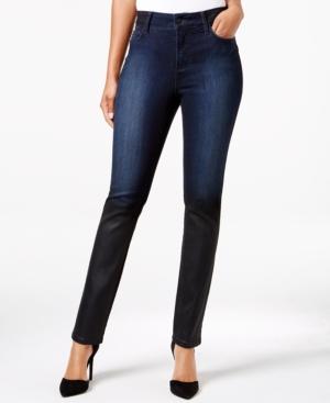 Nydj Alina Coated Black Coal Wash Skinny Jeans