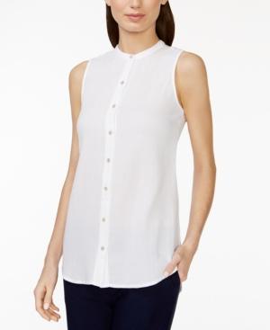 Eileen Fisher Mandarin Collar Sleeveless Shirt