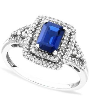 14k White Gold Sapphire (1-1/6 Ct. T.w.) & Diamond (1/3 Ct. T.w.) Ring