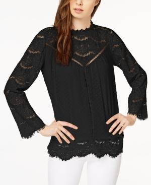 Kensie Lace-trim Swiss-dot Top