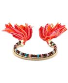 Rachel Rachel Roy Gold-tone Beaded Two-row Tassel Cuff Bracelet
