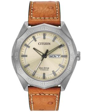 Citizen Men's Eco-drive Tan Leather Strap Watch 44mm Aw0060-11p