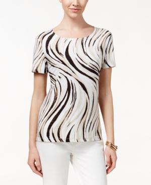 Jm Collection Wave-print Textured Tee, Only At Macy's