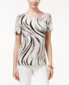 Jm Collection Wave-print Textured Tee, Only At Macy's