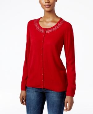 Karen Scott Luxsoft Rhinestone Cardigan, Only At Macy's