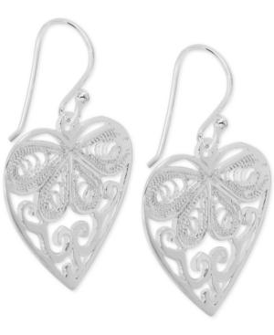 Giani Bernini Filigree Heart Drop Earrings In Sterling Silver, Created For Macy's