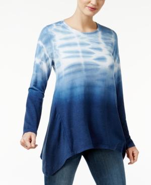 Style & Co Tie-dyed Handkerchief-hem Top, Only At Macy's