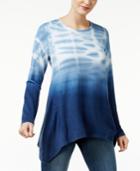 Style & Co Tie-dyed Handkerchief-hem Top, Only At Macy's