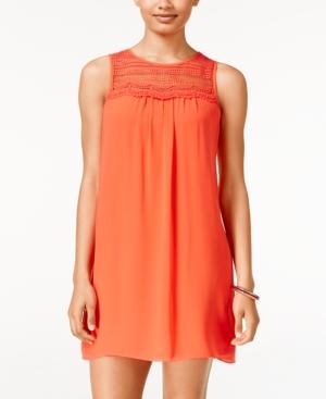 Bcx Juniors' Sleeveless Crocheted-yoke Shift Dress
