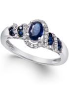 Sapphire (7/8 Ct. T.w.) And Diamond (1/6 Ct. T.w.) Twist Ring In Sterling Silver