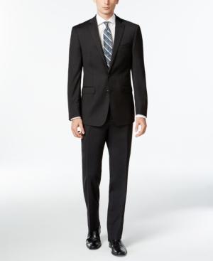 Calvin Klein Solid Wool Charcoal Slim X Fit Suit