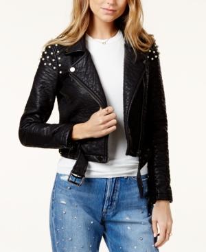 Joe's Beaded Faux-leather Moto Jacket