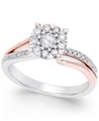 Diamond Cluster Twist Ring (1/2 Ct. T.w.) In 14k White And Rose Gold