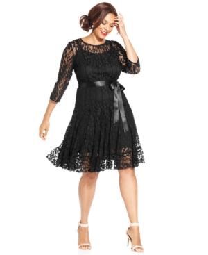 Msk Plus Illusion Floral Lace Dress