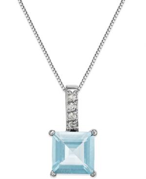 Aquamarine (1-1/2 C.t. T.w.) And Diamond Accent Pendant Necklace In 14k White Gold