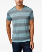 Alfani Men's Big And Tall V-neck Striped T-shirt, Only At Macy's