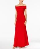 Calvin Klein Foldover Off-the-shoulder Gown