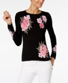Inc International Concepts Petite Floral Tiger Sweater, Only At Macy's