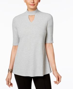Ny Collection Mock-neck Swing Top