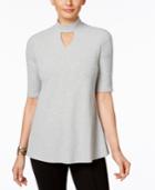 Ny Collection Mock-neck Swing Top