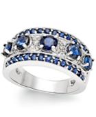 Sapphire (2-9/10 Ct. T.w.) And Diamond (1/6 Ct. T.w.) Statement Ring In 14k White Gold