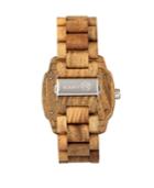 Earth Wood Scaly Wood Bracelet Watch W/date Olive 46mm