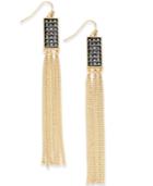 Thalia Sodi Gold-tone Pave Long Fringe Earrings, Created For Macy's