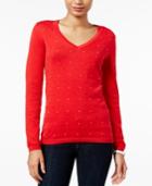 Tommy Hilfiger Ivy Dot-trim Sweater, Only At Macy's