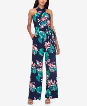 Tahari Asl Floral-print Petite Halter Jumpsuit