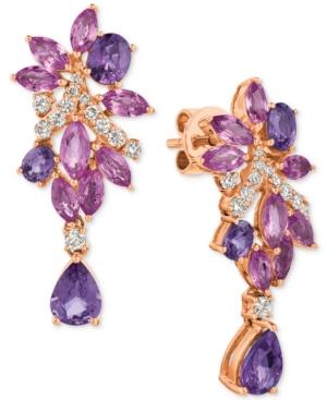 Le Vian Precious Collection Multi-sapphire (4-3/4 Ct. T.w.) And Diamond (3/8 Ct. T.w.) Drop Earrings In 14k Rose Gold